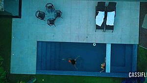 My friend lets her boyfriend fuck my ass by the pool, watch the full video