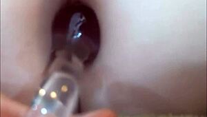 milf shemale pounding herself deep in the ass on webcam