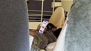 hey babe, watch this hot college girl with tight pussy and thick thighs edge my cock slow for precum