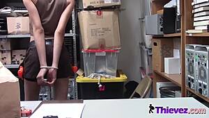 Hot Shoplifter Babe Gets Rough Foreplay with Big Cock in Shop