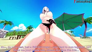 i fuck arlecchino hard on beach in bikini