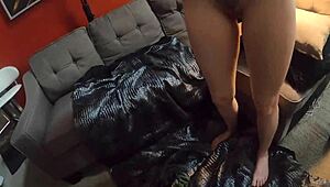 pov couch sex with petite riding monster cock