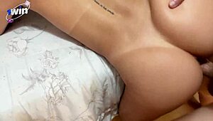 Girlfriend rips clothes and rides cowgirl, cumming three times on thick dick