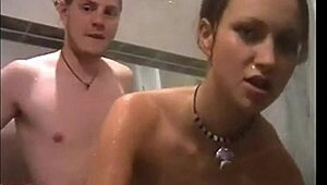Sweet Amateur Teen Couple Fucking Hard in Steamy Bath Session