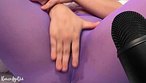 Latina roleplay with wet fingering sounds over tight leggings.