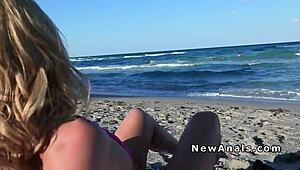 Blonde Girlfriend In Bikini Gets Anal Fuck!