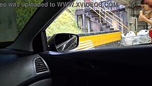 This stunning woman risks it all by masturbating in a public spot. Her daring act draws eyes.