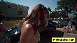 hey, this horny blonde teen got drilled hard at a carwash!