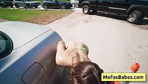 hey, this horny blonde teen got drilled hard at a carwash!