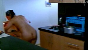 What's for breakfast? Big ass striptease on the beach with tits out