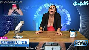 Hot Milf's Huge Boobs Shake Wild on Live News