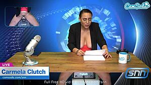 Hot Milf's Huge Boobs Shake Wild on Live News