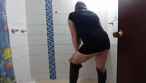 Wife with brother-in-law in bathroom during chores