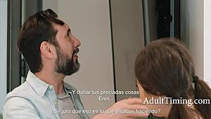 Busty European Friend Of Stepdaughter Offers Sensual Sex With Blowjob And Tit Play