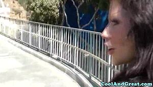 Babe says, I can't get enough of outdoor sex in stockings.