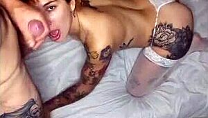 angelical girl sucks cock while twerking and gets cum on ass