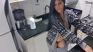I masturbate as a sexy latina with big tits in the kitchen