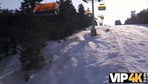 vip4k ski resort cuckold with old big tits european shaved pussy watching pov sex.