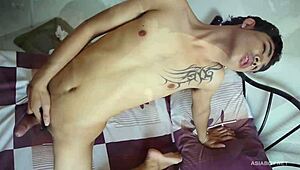 watch cute gay asian twink kai jacking off naked