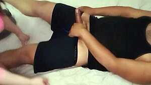 my sexy girlfriend in pink lingerie sucks and fucks passionately