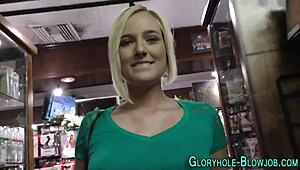 babe sucks monster cock at gloryhole and swallows interracial cum 😈