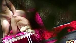 Dildos entertain the blonde until her man pounds her tight tush outdoors.