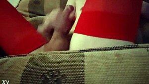 Dana Devine looks hot as a crossdresser in red tights 😍