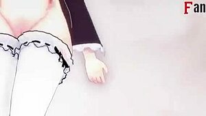 Rem's hard fucking with big boobs maid in Re:Zero hentai.