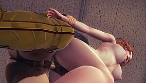 Black Widow gets drilled by Wonder Woman futa in wild Marvel DC hentai threesome