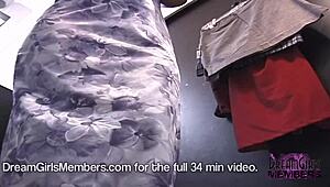 Hidden camera catches dressing room pussy flash! Can you believe this upskirt view?