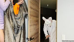 i got caught in a group threesome with big tits and muscular cocks