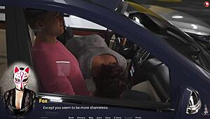 Hey, Lady Boss Sucking Cock in Parking Lot Scene