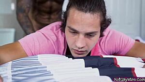 guy gets so aroused by his hairy stepdad's rough sex