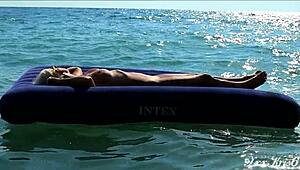 hey gorgeous blonde, how do you flaunt those big boobs nude on the beach in slow motion?