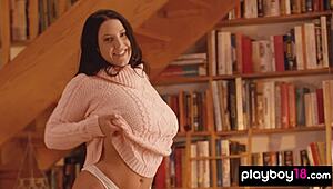 Chubby Milf Angela White Strips to Show Epic Natural Tits