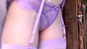 Classy blondie Meaghan Stanfill poses outdoor in sexy lingerie