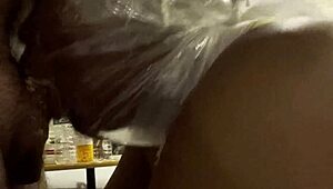 Bag on her head black bitch pukes on small dick