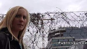 Guy boldly picks up blonde for intense pov fucking in public