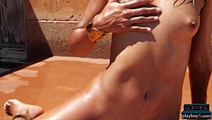 petite latina katherinne sofia from costa rica strips naked for playboy, showing everything