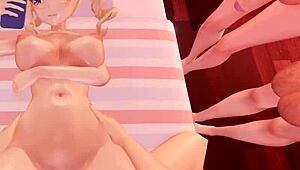Barbara and her futanari friends share huge cocks in Genshin Impact