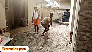 he caught her sweeping in the backyard and gave her the sweetest banging ever