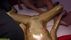 Rough spandex groupsex orgy with European teen banging at wild party