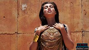 petite latina katherinne sofia from costa rica strips naked for playboy, showing everything