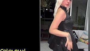 colombian casting couch - alt goth latina slut gets cum facial on sofa