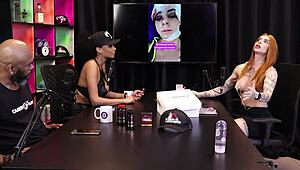 Glamour couple in sheer red lingerie