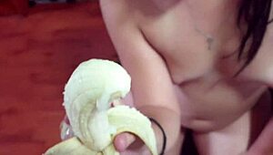 Cheap Whore Eating A Cum Covered Banana