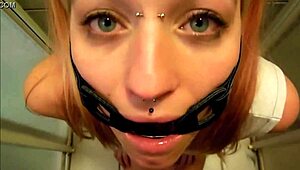 Pervypixie Gagged Hard While Drinking Piss in POV
