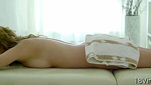 Beautiful virgin blonde experiences her first hardcore sex with monster cock and facial