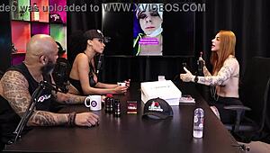 Glamour couple in sheer red lingerie