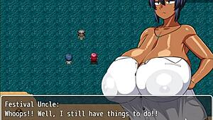 tanned girl natsuki gets happy ending in hentai game 😍